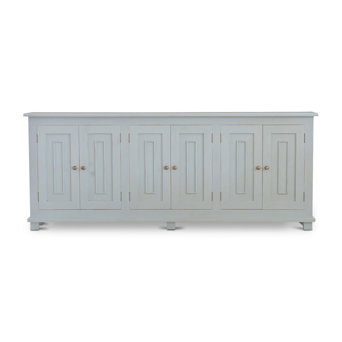Closed French Country sideboard with multiple doors.