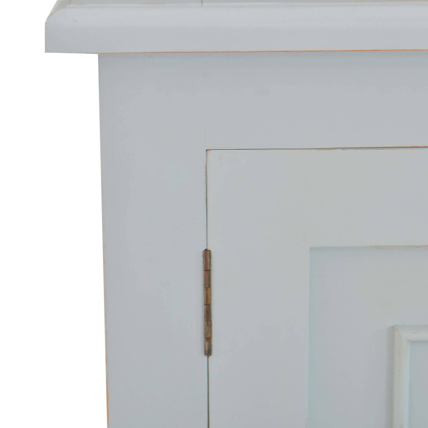 Detail of sideboard corner and hinge construction.