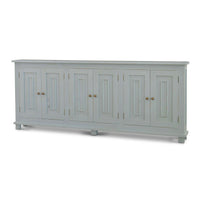 Front view of ocean blue French Country sideboard.
