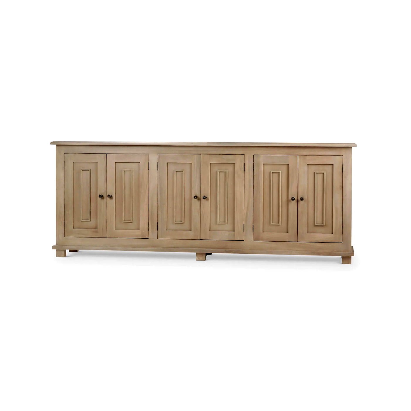 Narrow sideboard with four doors, front view.