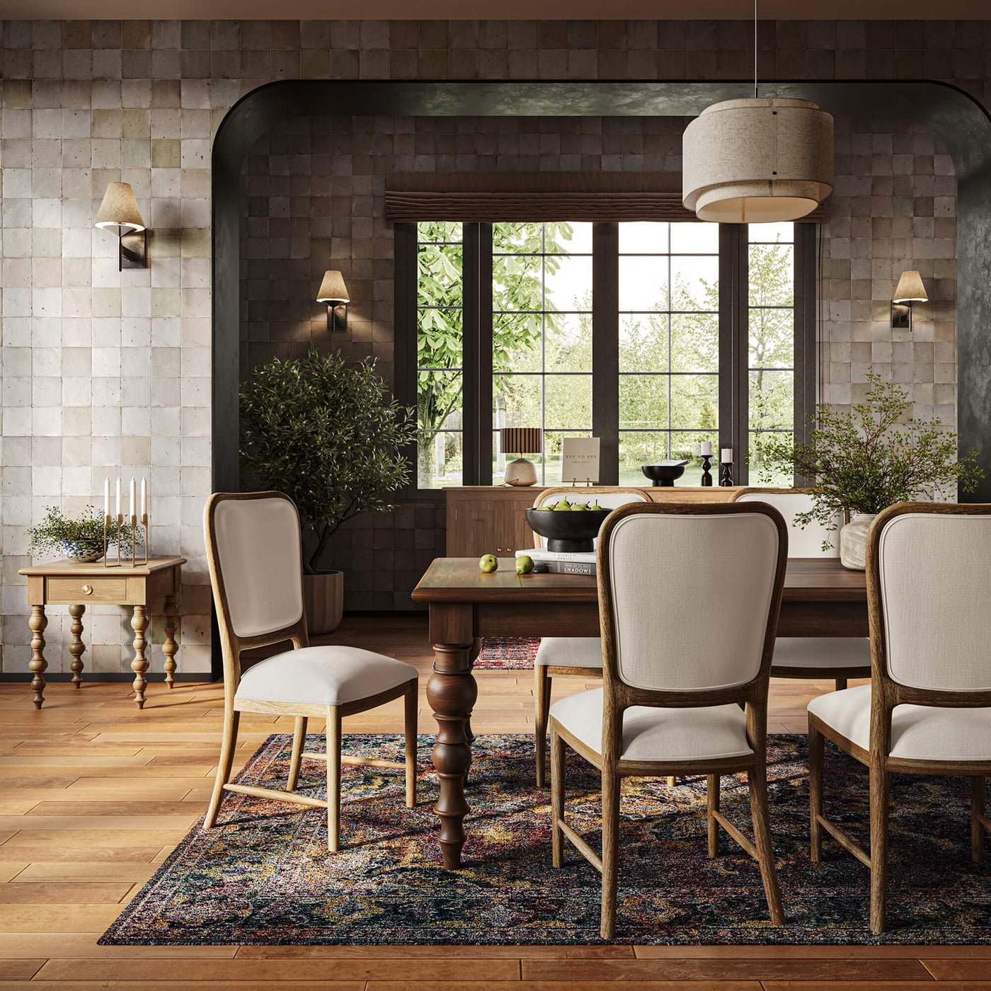 Dining room featuring sideboard and elegant furniture.