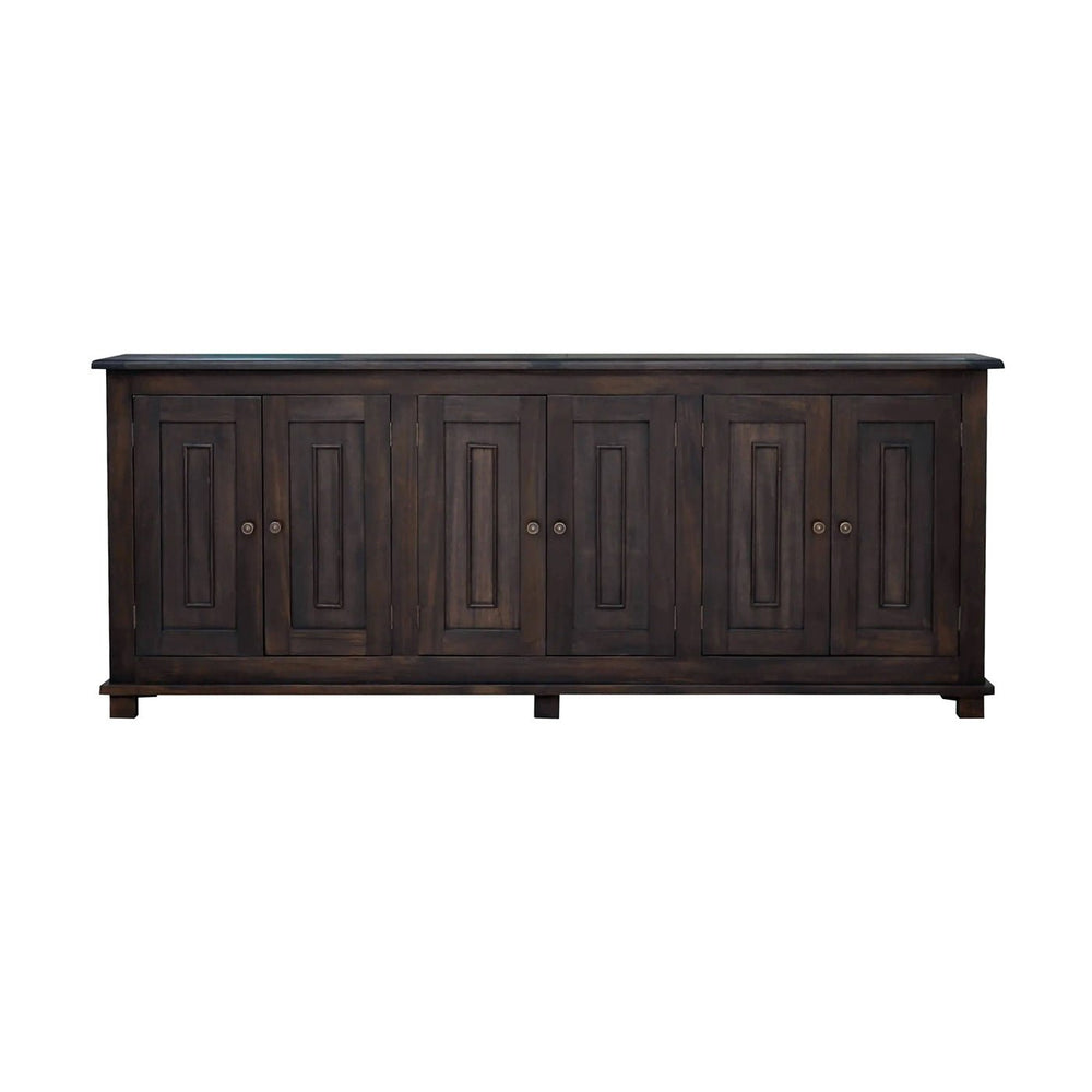 Front view of French Country sideboard, walnut finish.