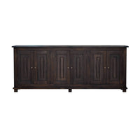 Front view of French Country sideboard, walnut finish.