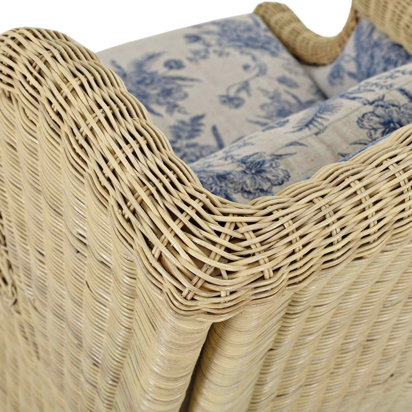 Top view of wingback chair and cushion.