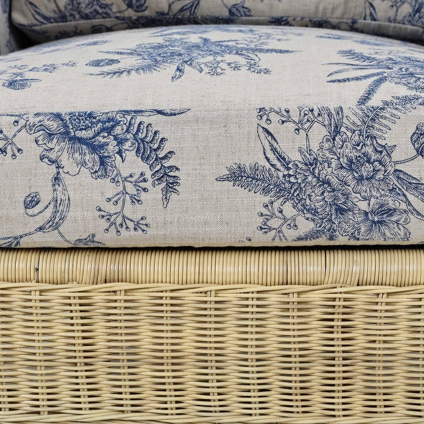 Cushion pattern and wicker texture close-up.