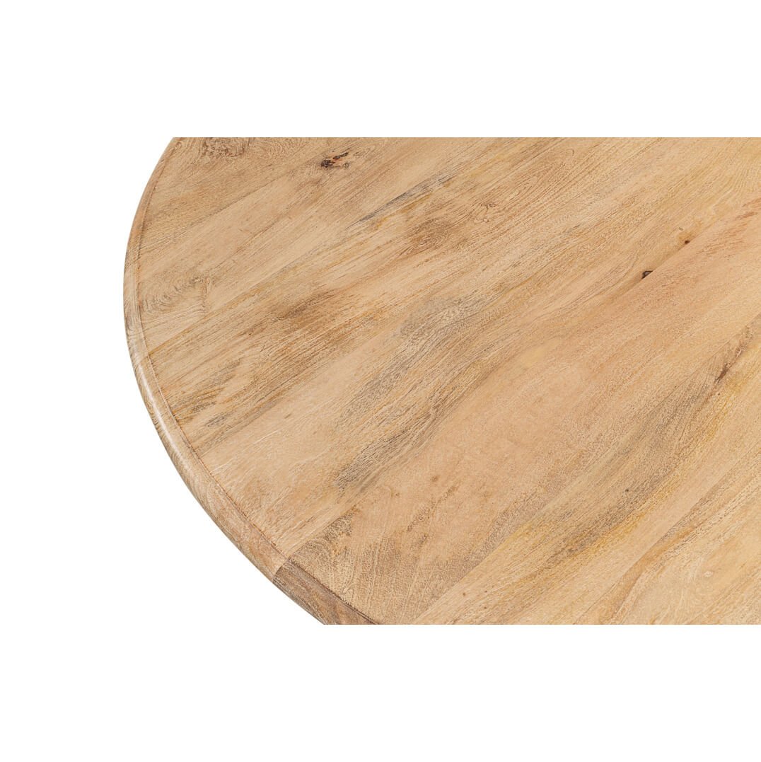Close-up of dining table top, wood grain details.