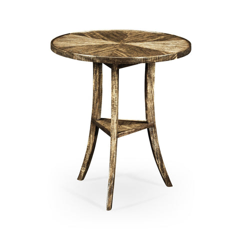 French Country Round End Table - Medium Brown