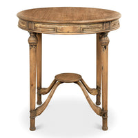 French country-style tea table, side view.