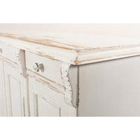 French country sideboard, corner detail, decorative molding