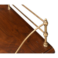 Detail of corner railing on walnut buffet sideboard.