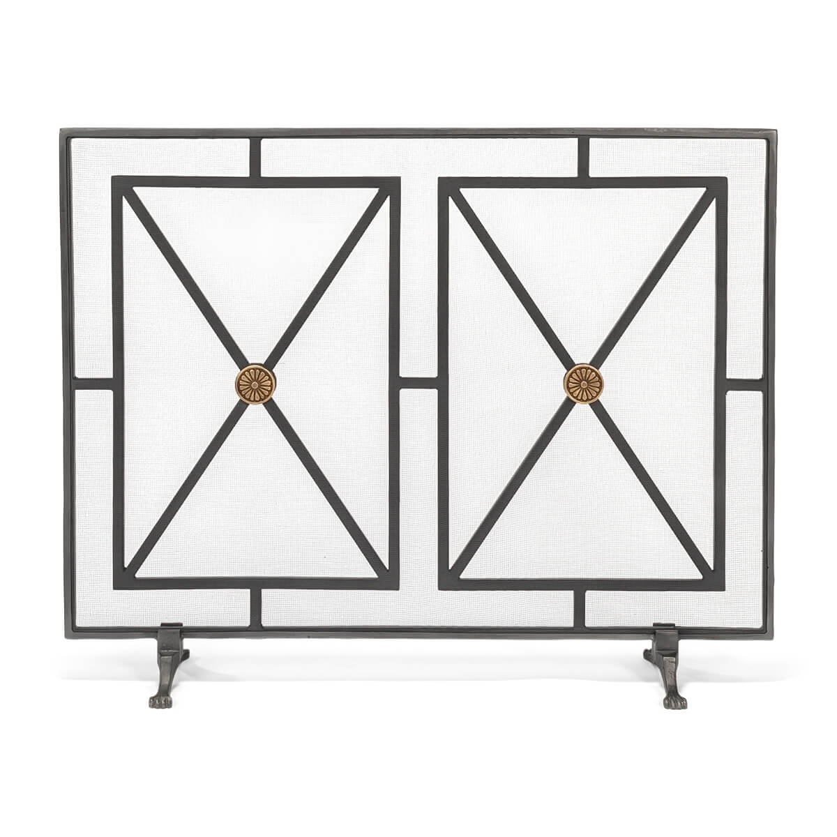 Front view, French Directoire style fireplace screen details.