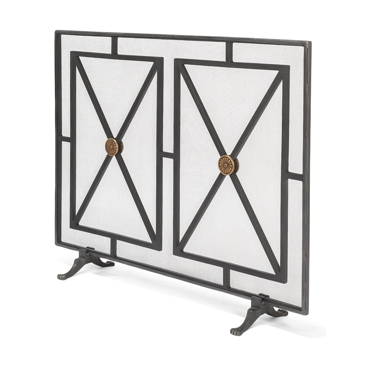 Left side angle, French Directoire style fireplace screen pattern.