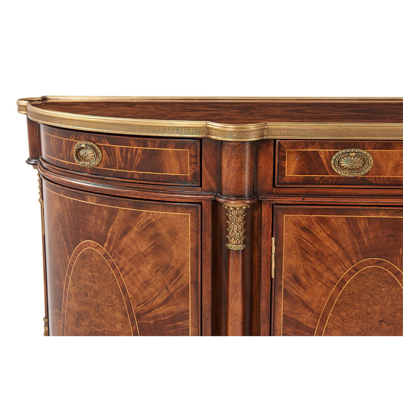 French Empire Demi Lune Buffet, close-up of front details.
