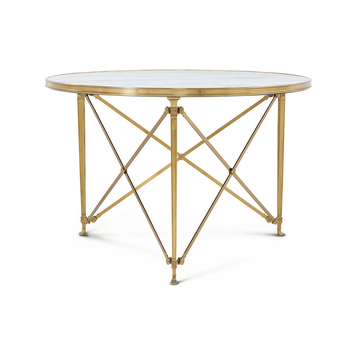 French Empire style table, angled view, gold frame.