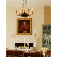 French Empire chandelier in dining room setting, classic decor.