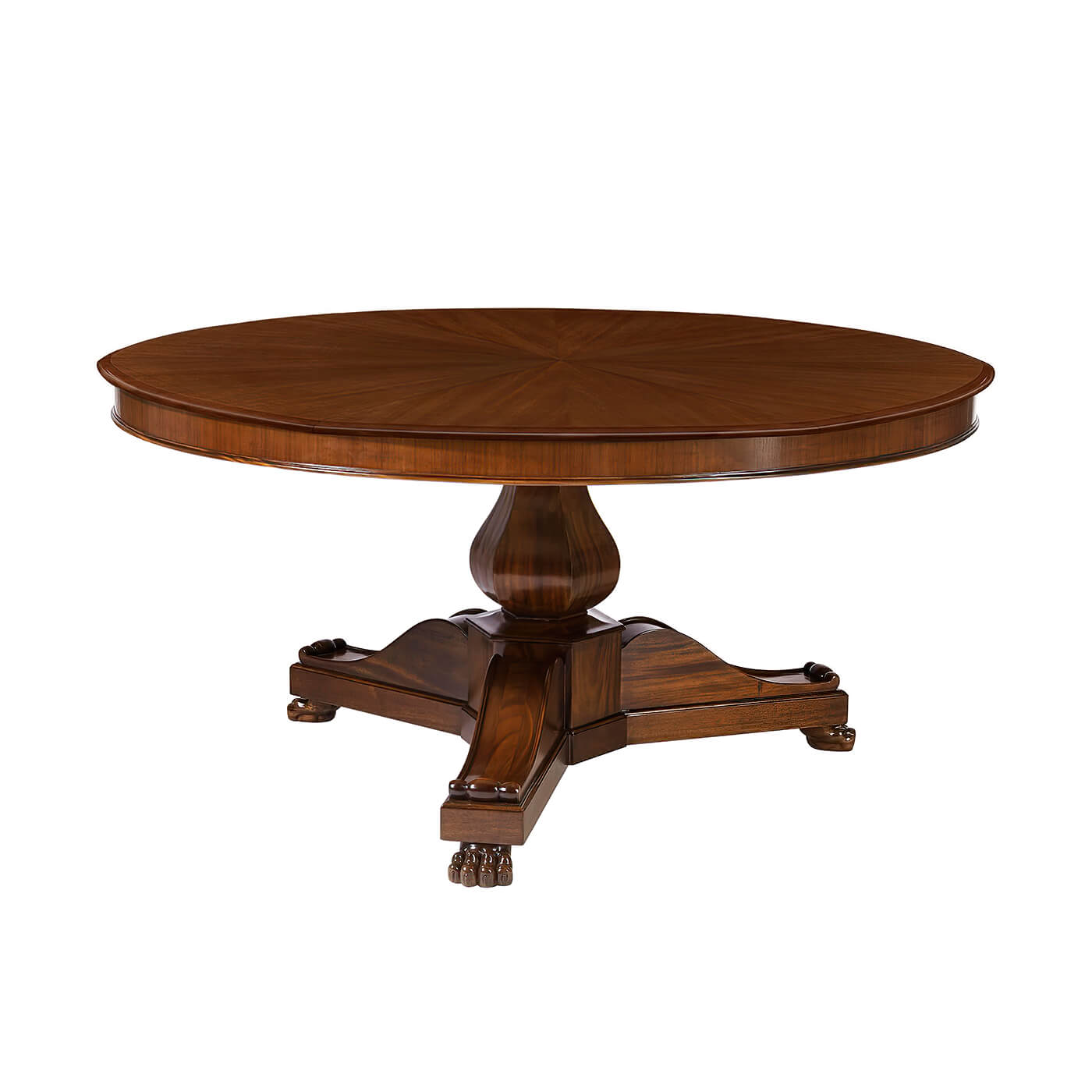Round French Empire style dining table front view.