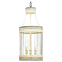 Elegant French ivory lantern full view with chain.