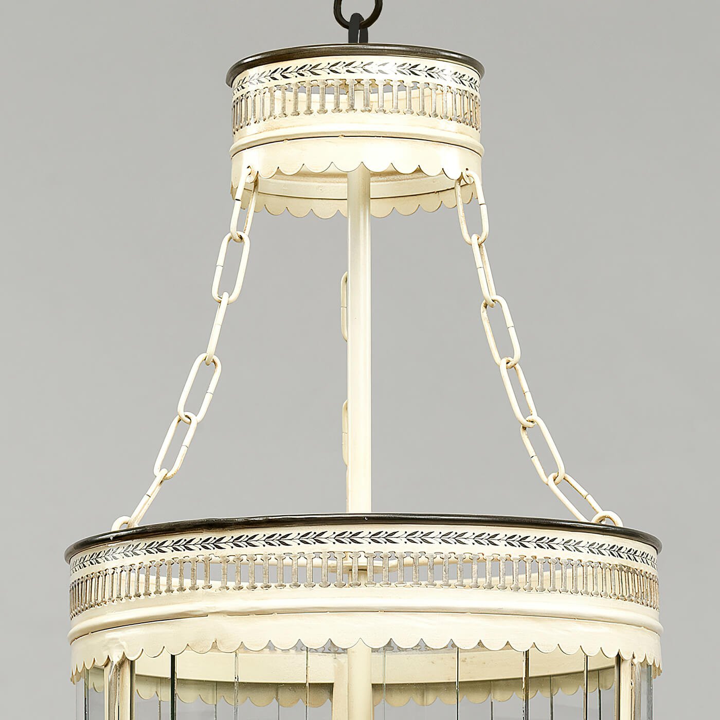 Close-up of French ivory lantern top design.