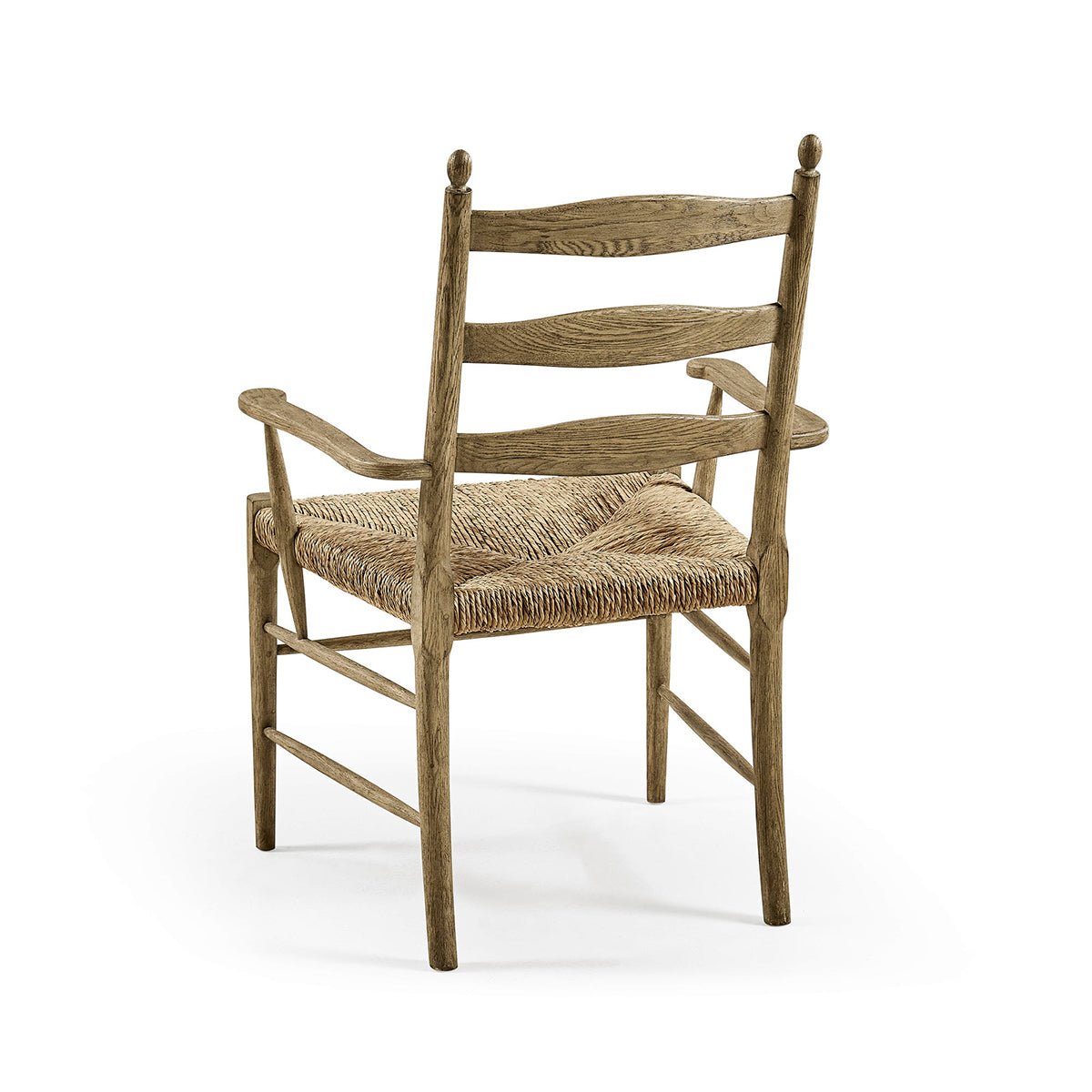 Ladderback arm chair, no cushion, back angle view.