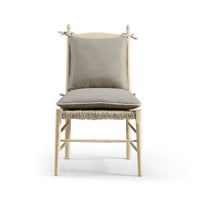 French ladderback chair, cushion detail from front.