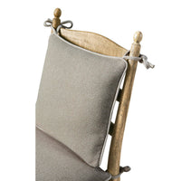 Ladderback chair top and cushion tie details.