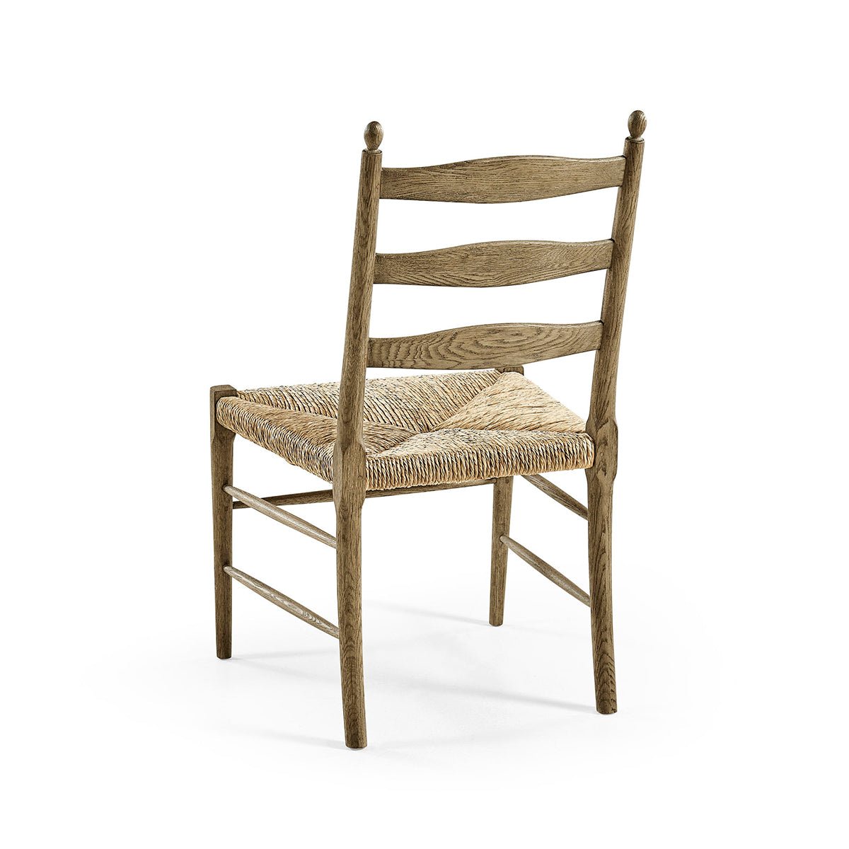 Back view ladderback dining chair without cushions.