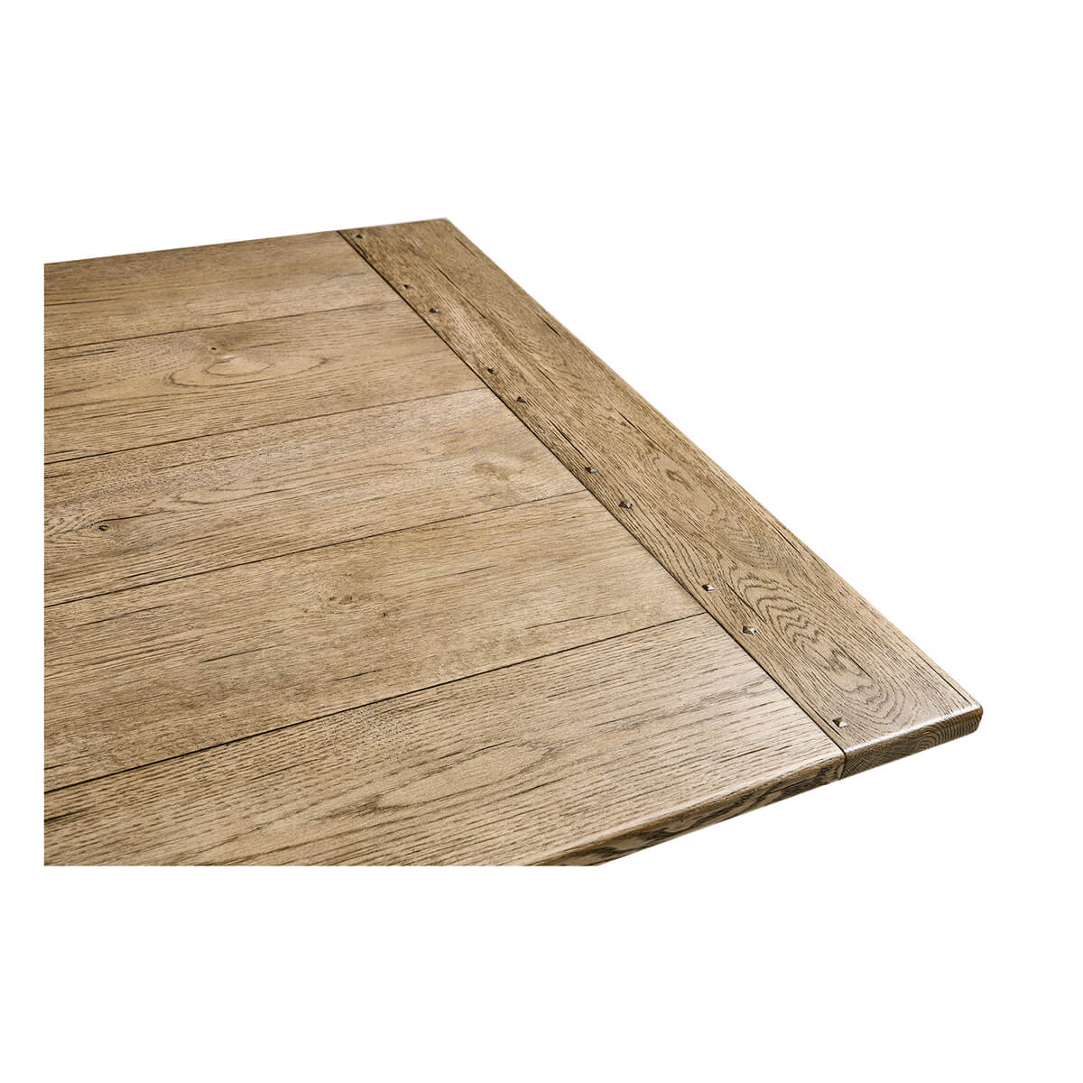 Dining table edge, wooden texture, close-up detail view.