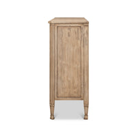 Side profile of French light oak dresser.
