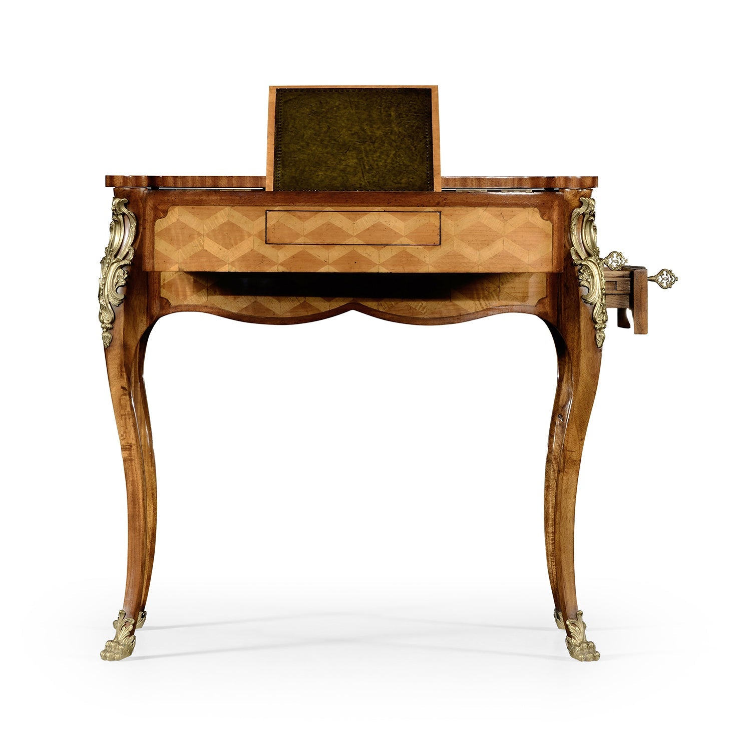 Side table open with secret storage revealed.