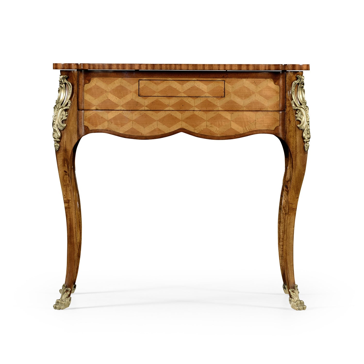 Front view of Louis XV marquetry side table.