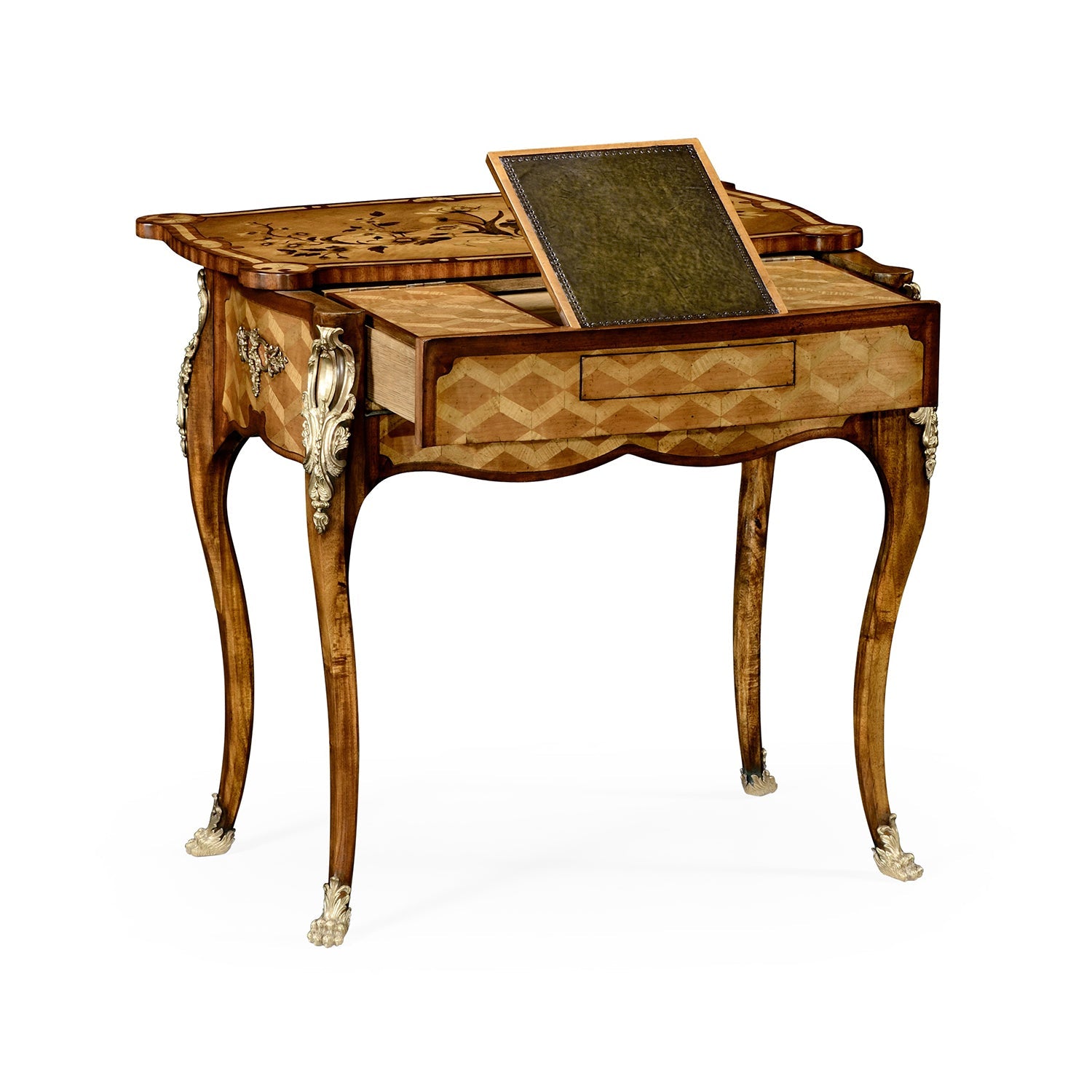 Mechanical side table open with hidden compartments.
