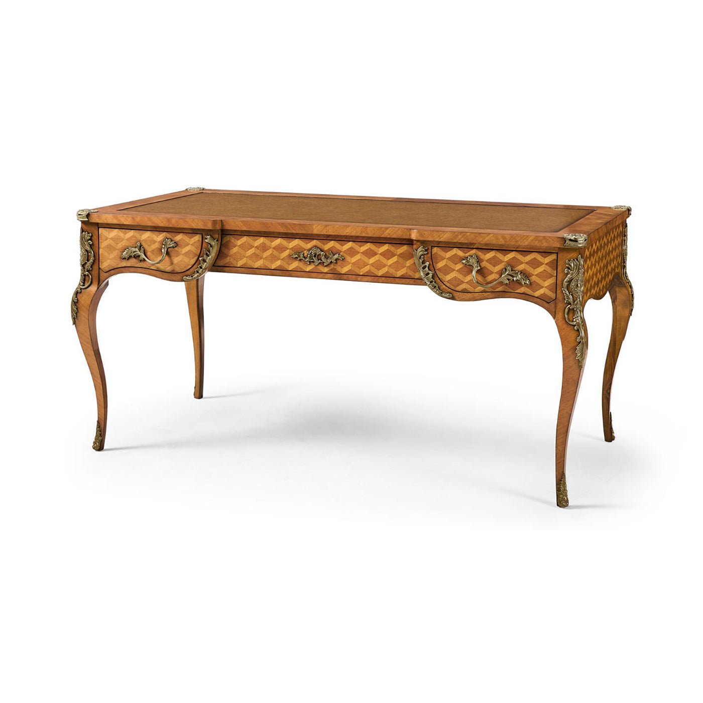 Elegant French Louis XV style writing desk with intricate details.