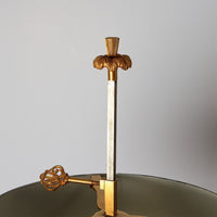 Top finial detail of French Louis XVI bouillotte lamp.