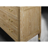 Close-up of wood grain on French Louis XVI commode side.