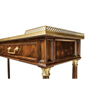 Close-up of French Louis XVI console detailing.
