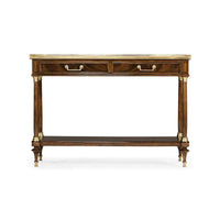 French Louis XVI console, front-facing view with details.