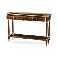 Side view of French Louis XVI console table design.