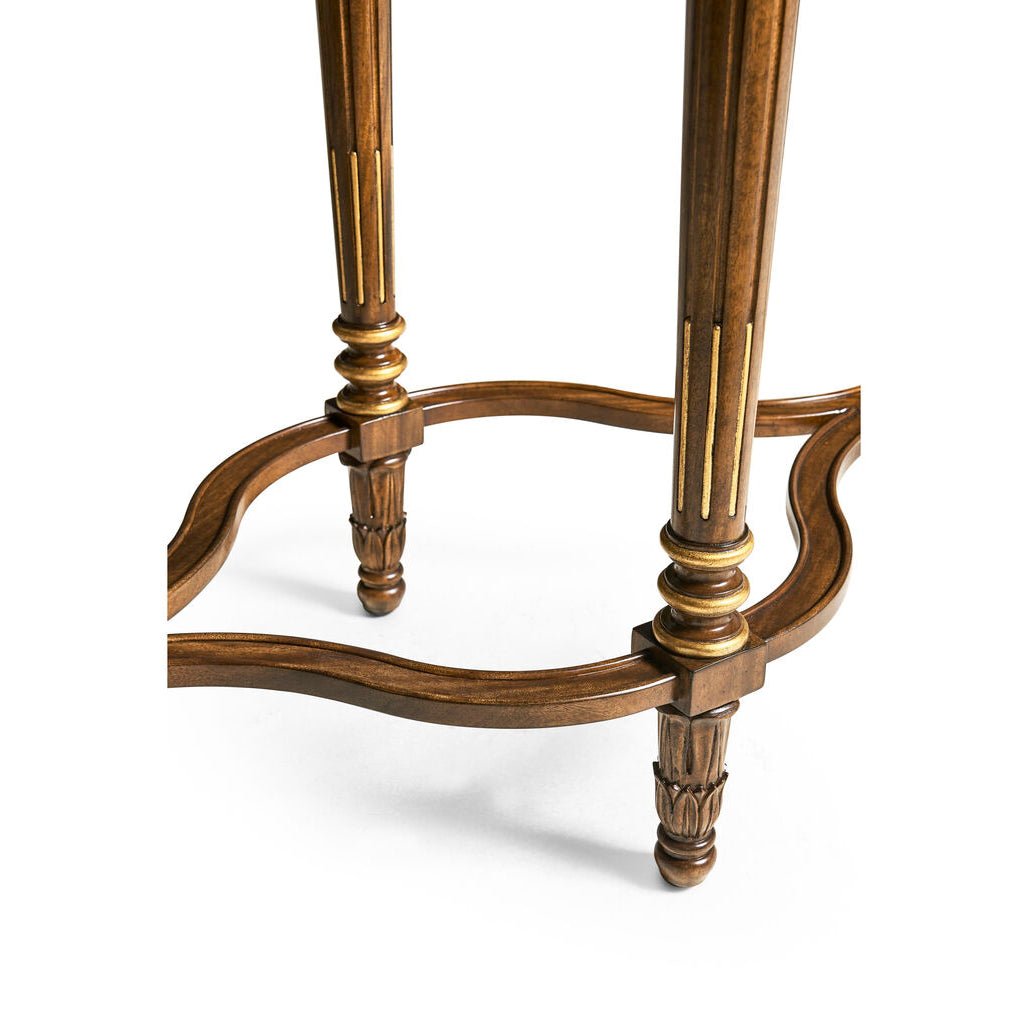 French console table leg base with wooden accents.