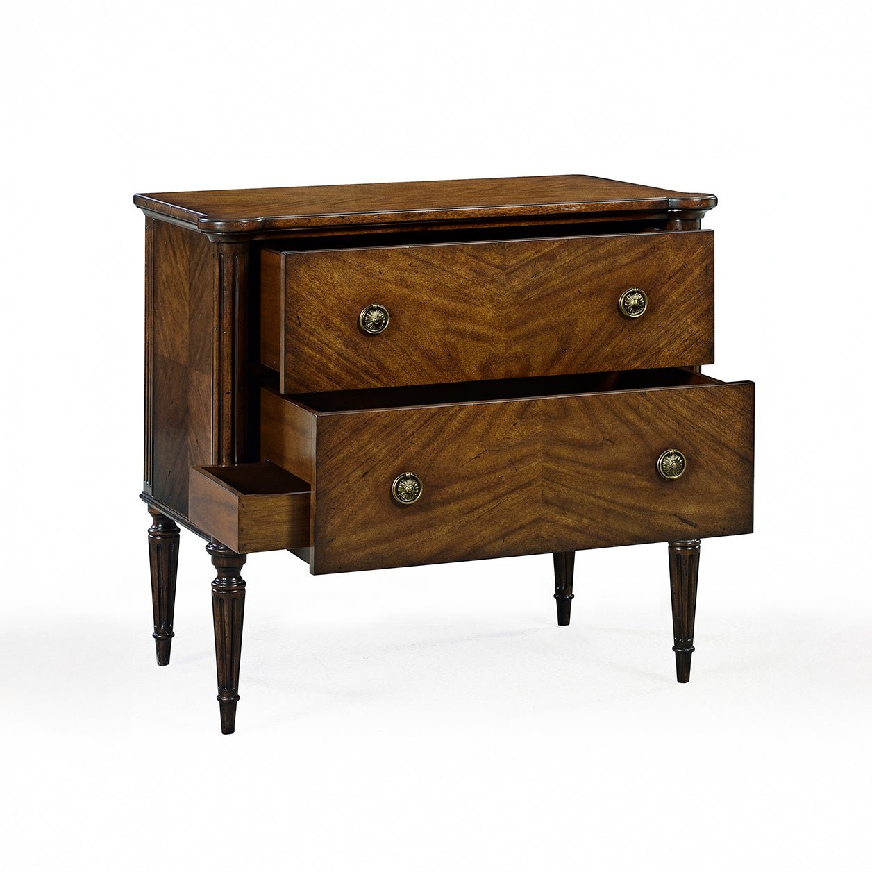 French Louis XVI nightstand, both drawers opened.