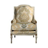 Front view of French Louis XVI Style Bergere chair.