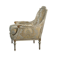 Side view of French Louis XVI Style Bergere chair.