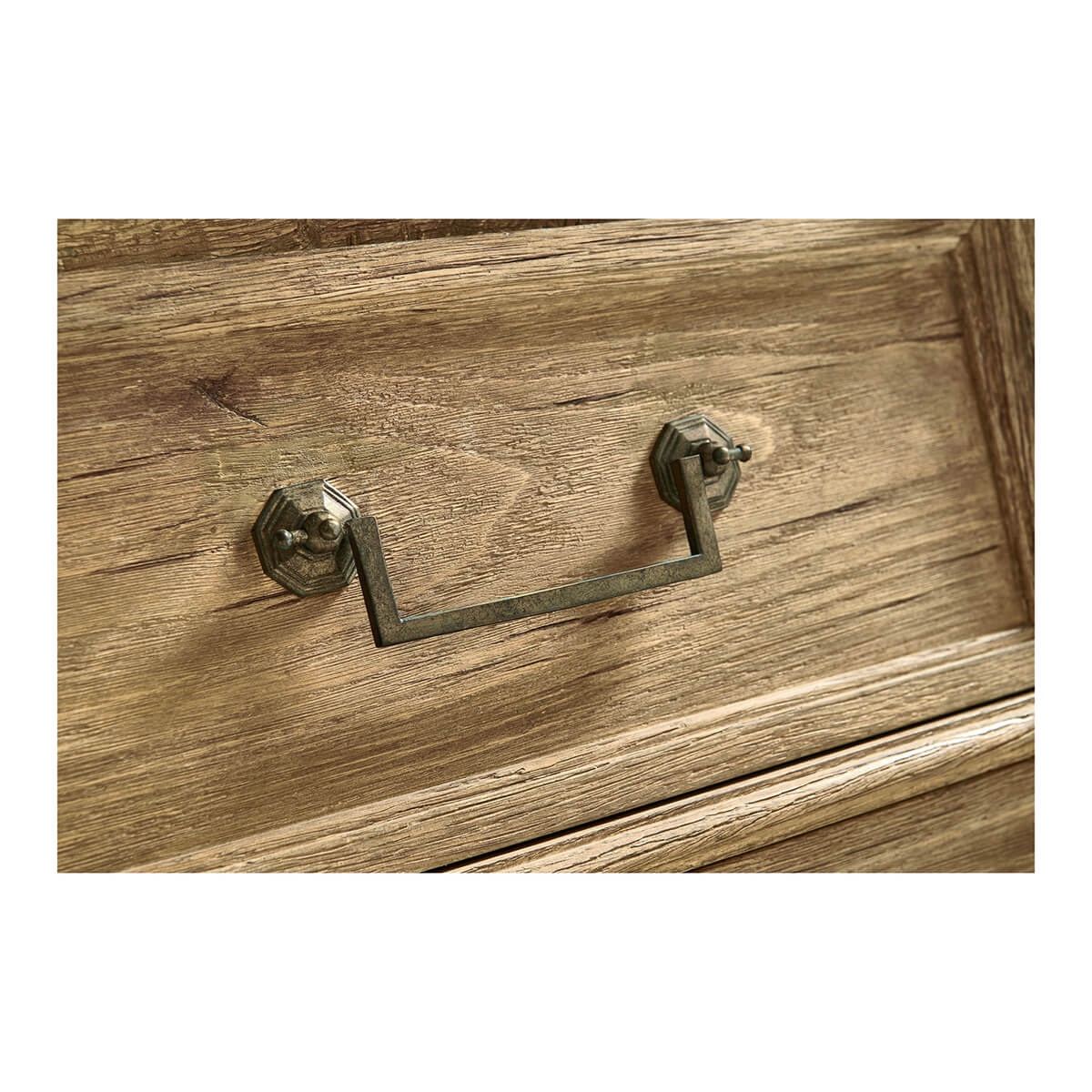 French commode close-up, vintage drawer handle.