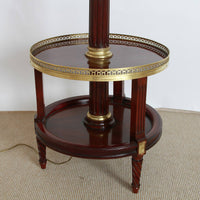 Bottom shelf and base design of floor lamp.
