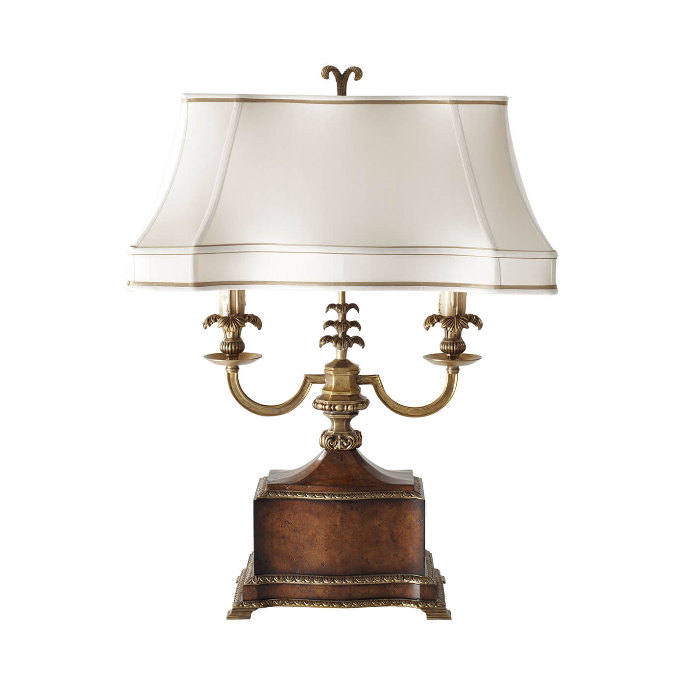 Slight angle showing French Louis XVI table lamp design.