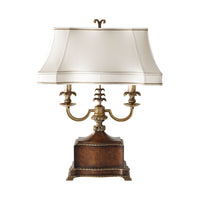Slight angle showing French Louis XVI table lamp design.