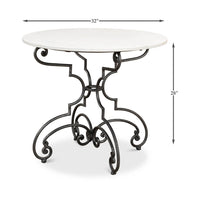 Table dimensions showing height and diameter measurements.