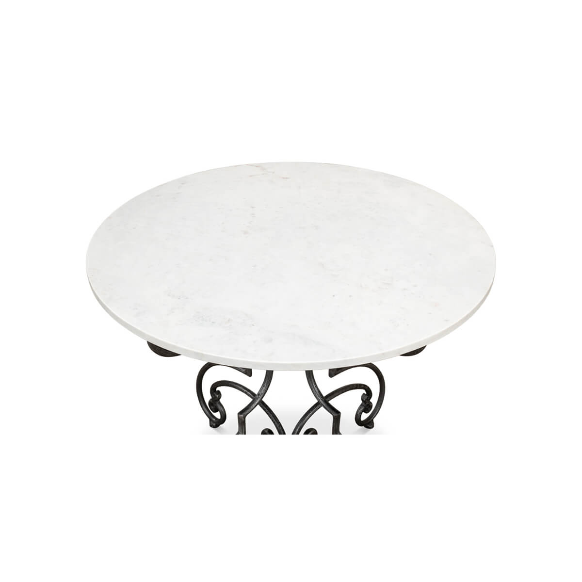 Overhead view of marble tabletop on elegant base.
