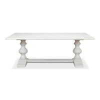 Front view of white refectory table on white background.