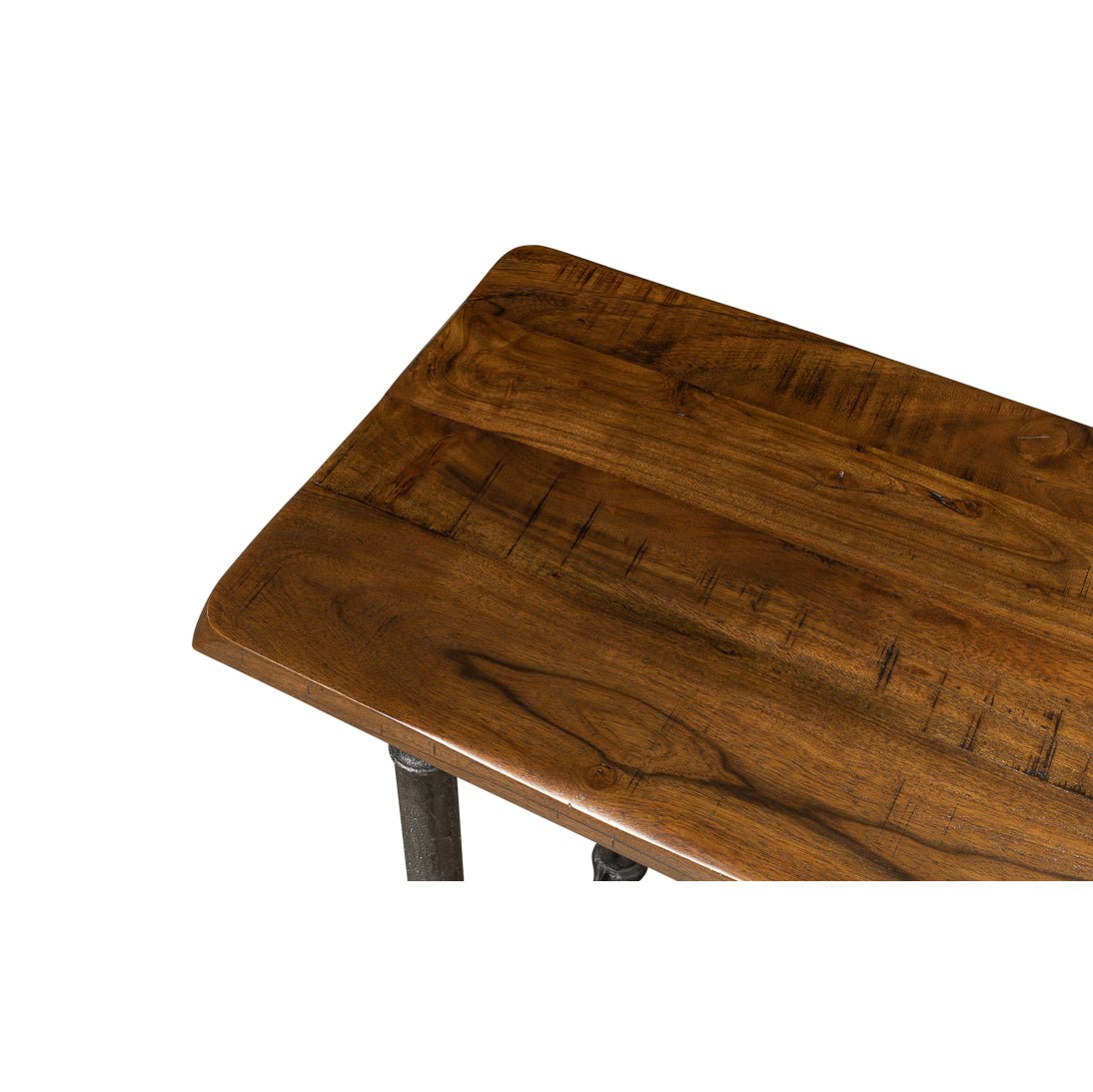 French modern industrial console, close-up of wood surface