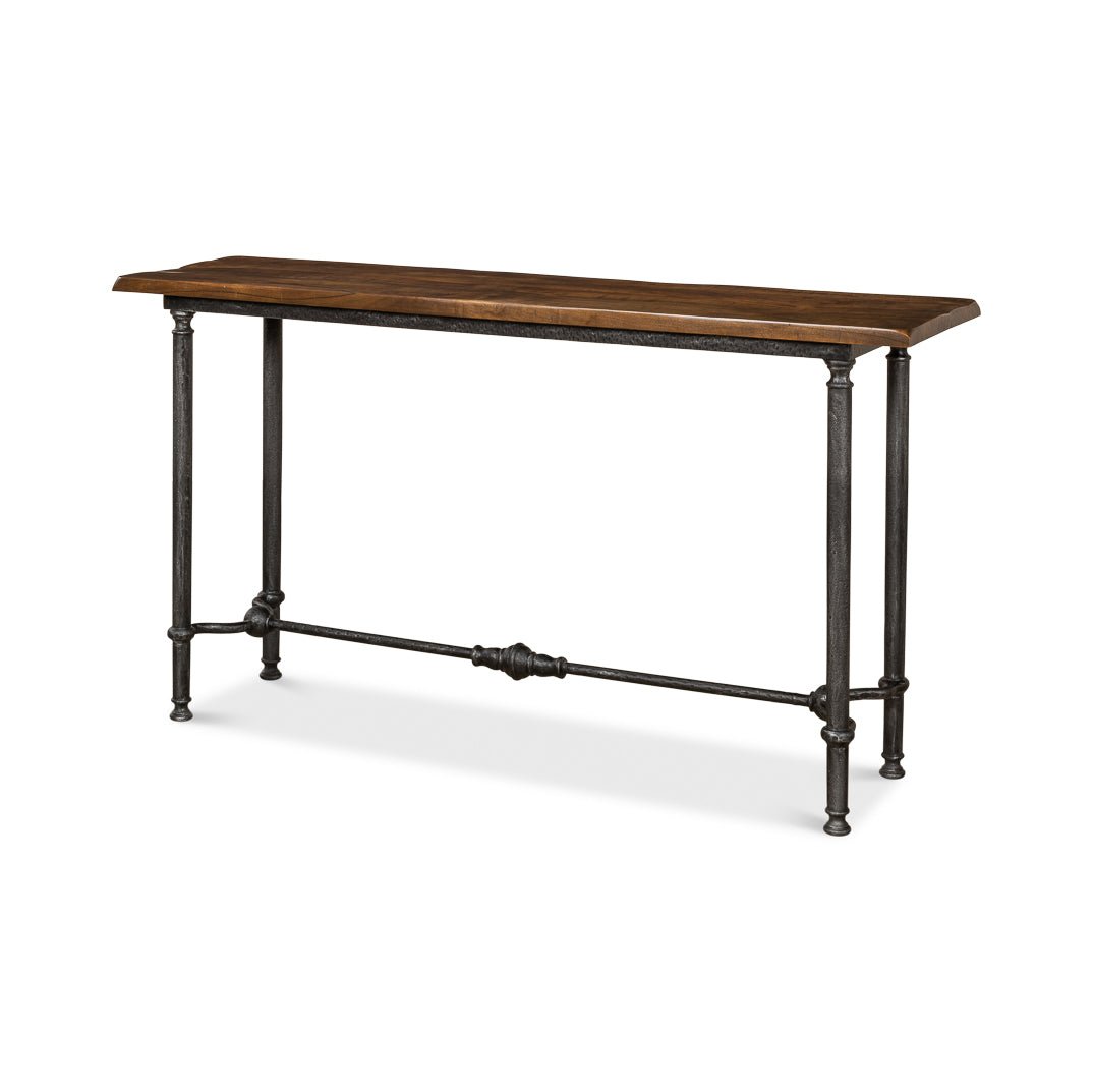 French modern industrial console, angled front view